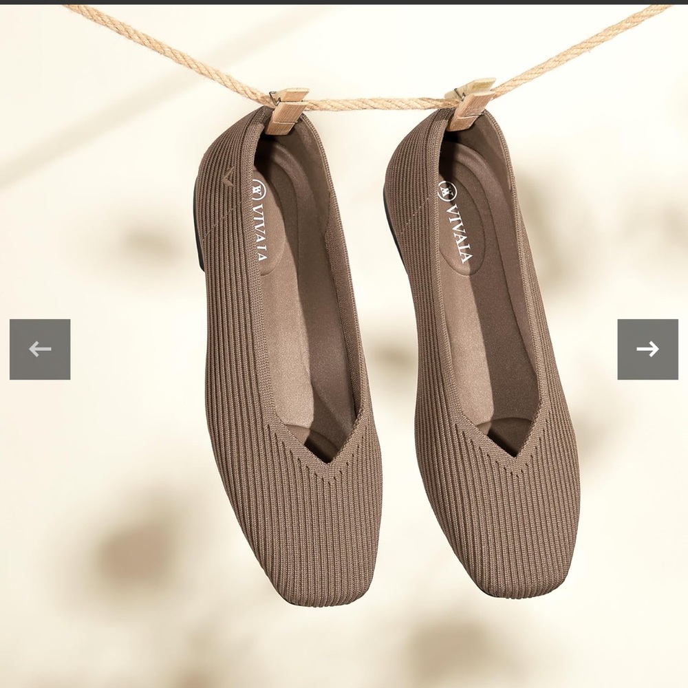 Vivaia Margot 2.0 Brown Square Toe V-Cut Ballet Flats Slip On Size 9 US (39.5
EU - Picture 9 of 13